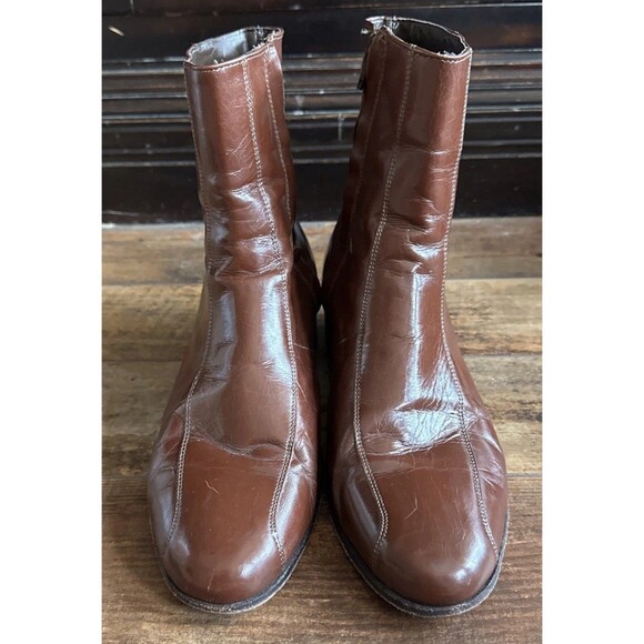 Florsheim Duke Cognac Smooth Leather Bike Toe Side Zipper Boots USA Men Size 10D main image 9